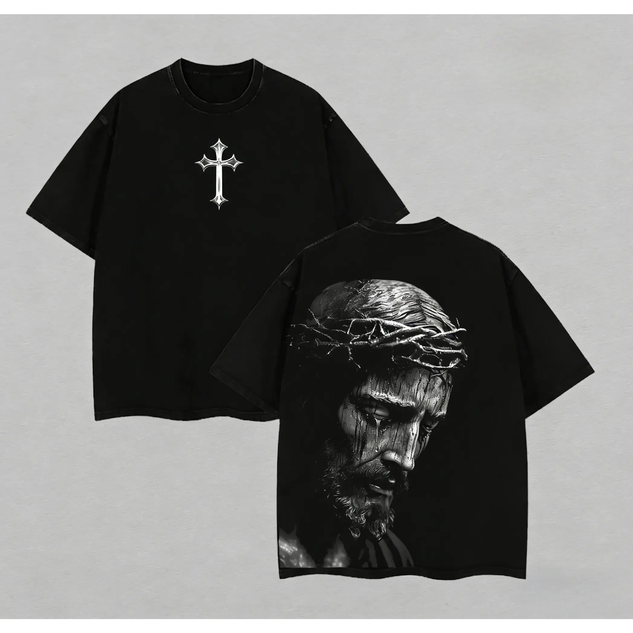 Jesus Christ Cry  T-Shirt, Jesus Cry Tee, Jesus Tshirt , Cross Tee, Christian Apparel Streetwear Menswear Oversized Top Men and Women-ZB