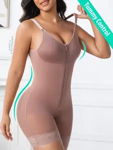 1 Count Women's Underwear Colombian Shapewear, Fajas, Tummy Control Butt Lifter Body Shaper,  High Compression Zipper&Hooks Closure Romper, Solid Color Tight-Fitting Shapewear Bodysuit, Suitable For Various Occasions And Daily Wear, Sports