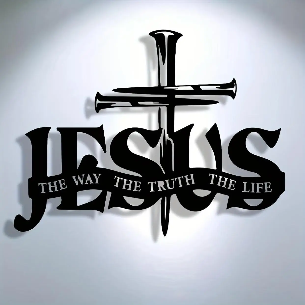 Jesus & Cross Design Wall Art, 1 Count Metal Wall Decor, Christian Home Decor, Wall Hanging Decor for Living Room Bedroom, Room Decor, Home Decor, Rel