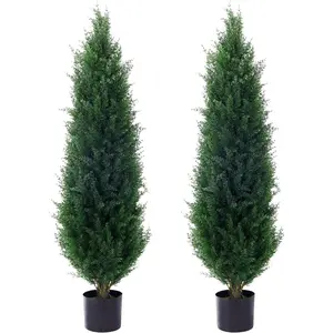 4ft(48") Artificial Cedar Topiary Tree Potted  UV Resistant Leaves Outdoor Artificial Shrub  and Office Interior Decoration Outdoor Pruned Trees Artificial Outdoor Tree