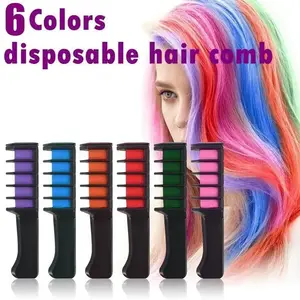 Hair Chalk Comb Set 6pcs Temporary Hair Dye Combs for Women & Girls Nonionic Water Washable Instant Color Add Flair Party Daily Use Hair Color Tool Haircare