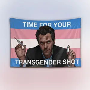 Dr. House Trans Flag Tapestry, LGBTQ+ Pride Wall Hanging Decor, TV Doctor Vintage Art Banner, Bedroom Dorm Wall Art, Gift for Fans