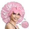 BONNET QUEEN Women's Reversible Silky Satin Elastic Anti-Hair Loss Bonnet for Adults, Large Double-Layer Smooth Casual Daily Sleep Wigcap with Adjustable Long Band for Curly Hair Heatless Curls