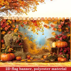 Thanksgiving Harvest Banner, 180cm X 110cm, Polyester, Indoor Outdoor Decoration, Festive Party Supplies, Home Decor