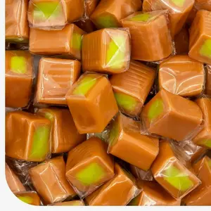 Caramel Cubes Candy - 2 Pound Pack (150 Count) - Green Apple Filling - Individually Wrapped