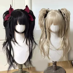 1pc Women'S Long Blonde Double Ponytail Wig  - Heat-Resistant Synthetic Fiber Hair for Cosplay, Themed Events & Casual Attire | Natural-Looking Volume & Length | Easy Maintenance & Comfortable Fit | Anime/Manga Inspired Hairstyle |