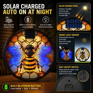 1pcs Solar Bee Decorative Light, Solar Sensor and Charger, Indoor Outdoor Decoration, Perfect Gift for Birthdays, Anniversaries, Holidays