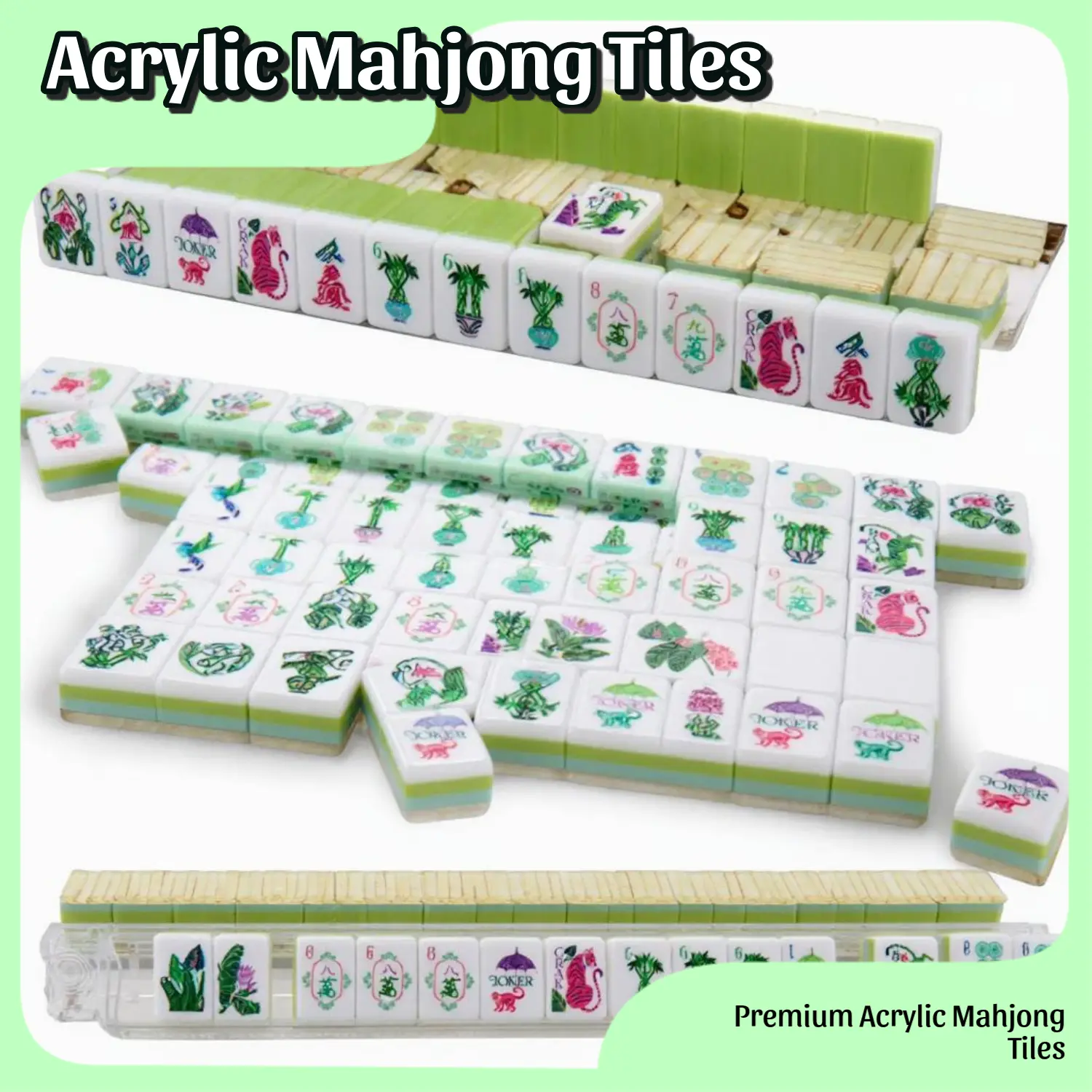 160pcs Engraved Acrylic American Mahjong Tiles Set, Outdoor Sports & Outdoor Entertainment Board Game for Camping-Hiking Activities