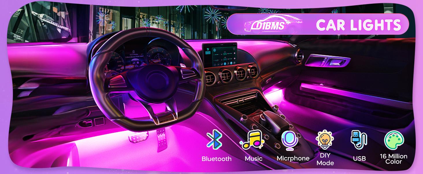 DIBMS RGB Car Strobe Safety Lights with Remote, Holiday Gifts for Husbands, Interior Led Lights for Car Accessories for Women Men, Birthday Gifts for Men Him, APP Control with USB Port Music Sync Color Change Lights for Jeep Truck Decor, 12V DIBMS RGB Car Strobe Safety Lights with Remote, Holiday Gifts for Husbands, Interior Led Lights for Car Accessories for Women Men, Birthday Gifts for Men Him, APP Control with USB Port Music Sync Color Change Lights for Jeep Truck Decor, 12V