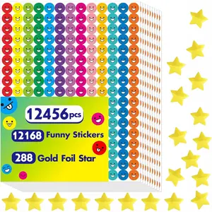 12456 count Funny Stickers, Mega Bundle Emotion Stickers in 14 Colors and 10 Designs  with Stickers for  Behavior Chart (Each Measures 3/8")