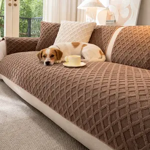 1pc Soft Cotton Velvet Sofa Cushion, All-Season Universal, Cat Dog Friendly, Non-Slip Sofa Cover, 1/2/3/4 Seater Pet Pad