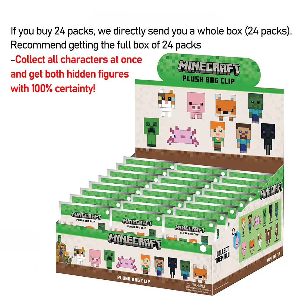 L-Minecraft Official Licensed Minecraft Classic Plush Bag Clip