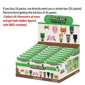 L-24PC Minecraft Official Licensed Minecraft Classic Plush Bag Clip Surprise Bag Mystery Box Backpack Accessory Decorative Item Collectible Birthday Party Gift