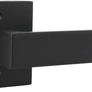 Probrico Non-Turning Half-Dummy Lever in Matte Black, Stainless Steel Square Bar Single Dummy Lever, Heavy Duty Interior Handle for Closet Balcony Pantry or French Doors(Exposed Screws, 1 Pack)