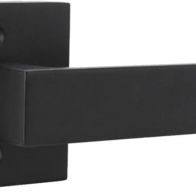 Probrico Non-Turning Half-Dummy Lever in Matte Black, Stainless Steel Square Bar Single Dummy Lever, Heavy Duty Interior Handle for Closet Balcony Pantry or French Doors(Exposed Screws, 1 Pack)