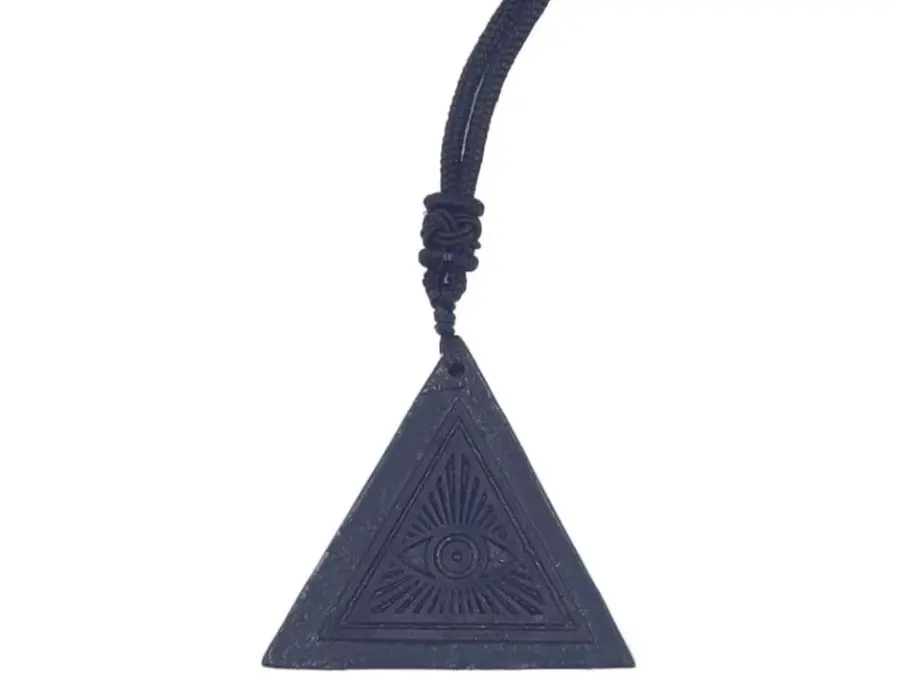 Emf Protection Triangle Eye of Horus Shungite Pendant,Eye of God Shungite Necklace Blocker Necklace