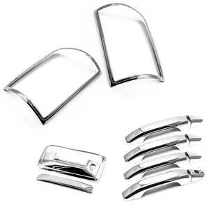 ALP Triple Chrome Plated Tail Light Frame+HANDLE+Tailgate Cover NO Backup Camera Hole Overlay Compatible With 2014-2018 Sierra 1500 2500 3500