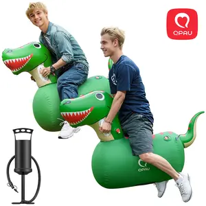 QPAU Inflatable Bouncy Dinosaur Toys 1/2 PCS with Hand Pump, Heavy Duty Giant Bouncy Pal, 220lbs Load Capacity, Ride On Bouncy Animal Hopper Toy, Indoor Outdoor Bouncers for Girls Boys Ages 5+ Adventure Durable Laughter
