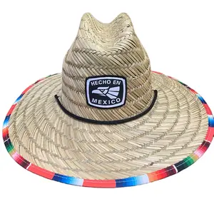 Handcrafted Unisex Mexico Zarape Straw Hat with Wide Brim for Sun Protection
