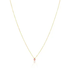 Ines Raindrop Necklace Pink with Gold Chain and Pink Pendant