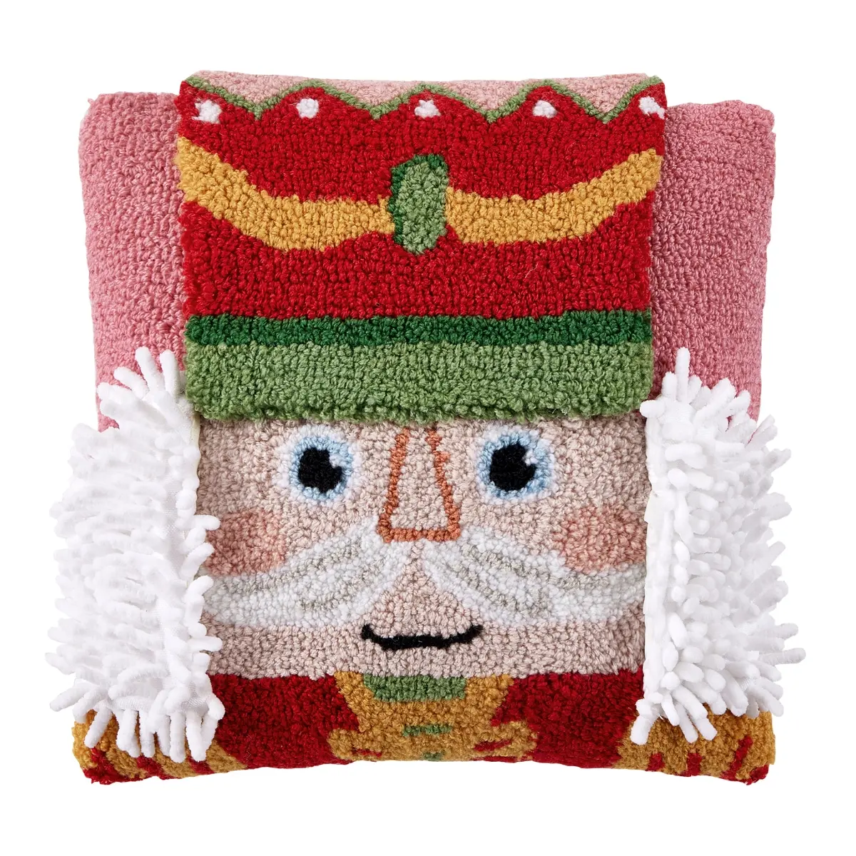Peking Handicraft 31AV699C14SQ 14x14 in 3D Nutcracker Hook Pillow, Blown-In Fill, Multi-Color, for Home Décor