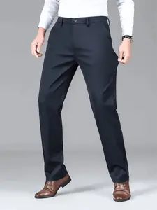 Men's Solid Color Button Pants, Business Formal Pants for Work Office, Fashion Comfy Men's Trousers for All Seasons, Menswear, Business Suit Pants