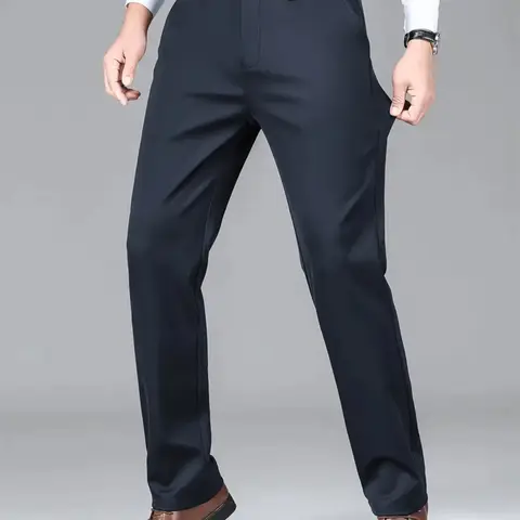 Men's Solid Color Button Pants, Business Formal Slim Fit Pants for Work Office, Formal Workwear, Formal Work Clothing, Fashion Comfy Men's Trousers for All Seasons, Menswear, Business Suit Pants
