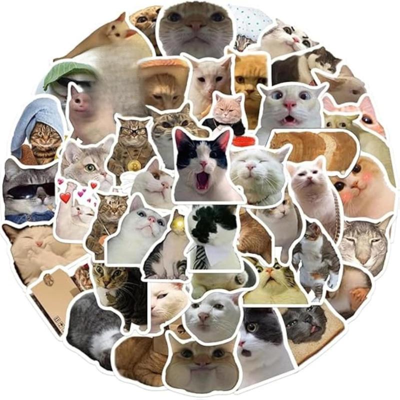 150 Cat Stickers,Funny Cat Meme, Kawaii for Adults,Waterproof Vinyl Stickers for Laptop Phone Guitar Water Bottles Luggage Aesthetic Birthday Durable Leather
