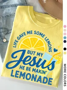 Life Gives Lemons Jesus Makes Lemonade Shirt, Casual Short Sleeve Fitted Tee, Faith Clothing for All Seasons, God's Children Apparel