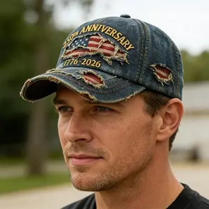 250th Anniversary Vintage Hat (1776-2026), Embroidered Patriotic Baseball Cap, Adjustable Fit, Ideal Gift for Parade History Lovers