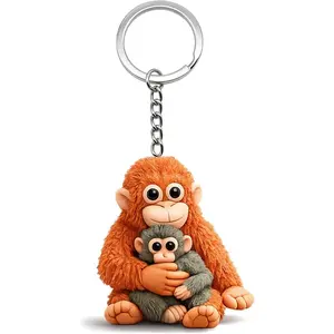 GleamJoy B Punch The Monkey Keychain Cute 2D Plush Punch Monkey Keychain Purse Bag Charm Car Key Rings Accessories Gift of Love