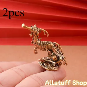 2pc vintage Sea Horse Figurine - Metal Sea Horse Collectible Statue, Cute Marine Animal Sculpture for Office Desk Decor,  Durable Table Ornament, vintage Sea Horse Collectible Gift for Sea Creature Lovers