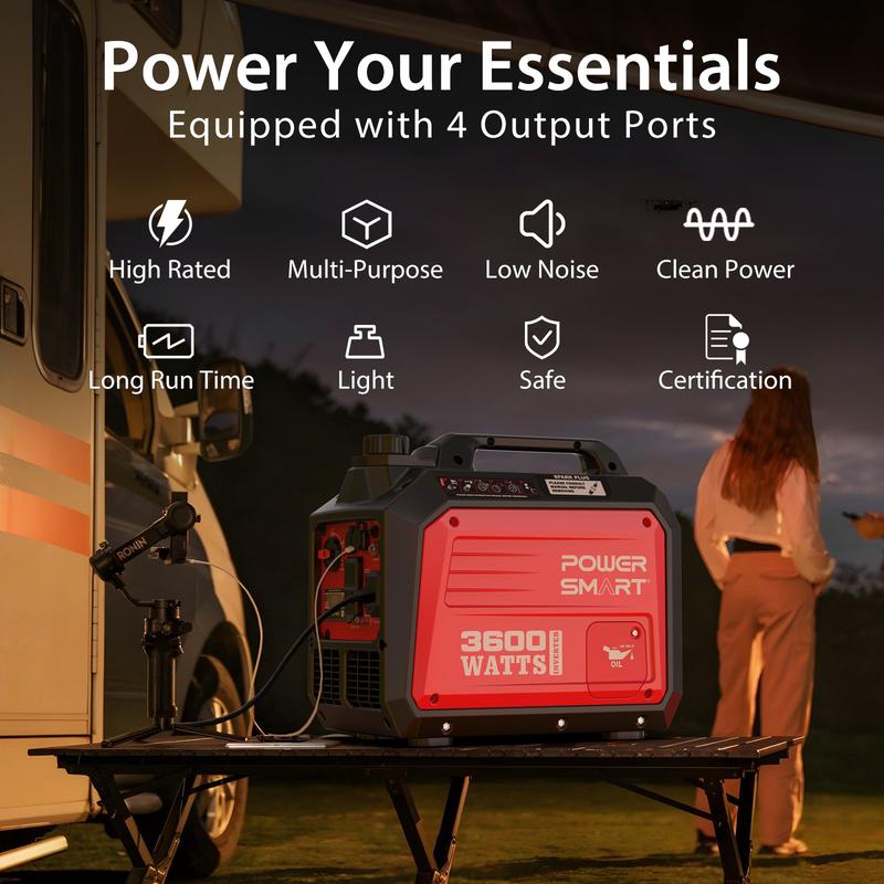 PowerSmart 3600 Watt Quiet Portable Inverter Generator, RV Ready 30A Outlet, Parallel Capable, Emergency Use Camping, EPA Compliant,Hurricane, Emergency,Safe & Long-lasting usage,Springtok(DB5035/DL5035C), generators for house power