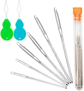 Large-Eye Blunt , 6 count Pro Quality Stainless Steel Yarn Knitting , Sewing , Crafting Knitting Weaving Stringing  (6 Pieces)