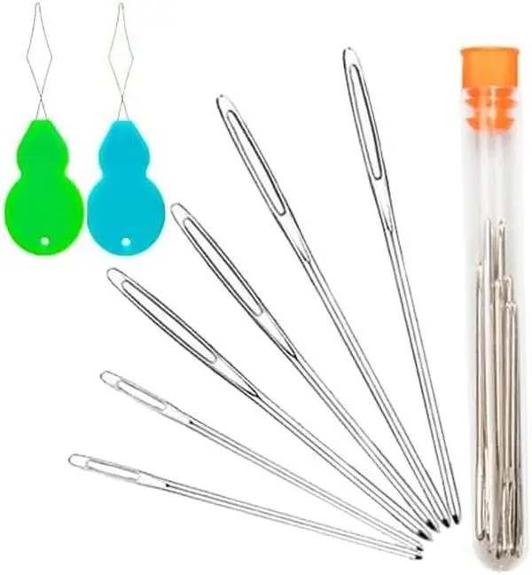 Large-Eye Blunt , 6 count Pro Quality Stainless Steel Yarn Knitting , Sewing , Crafting Knitting Weaving Stringing  (6 Pieces)