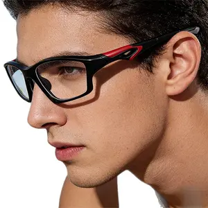 Sports Glasses Unisex Outdoor Cycling Goggles, Narrow Square Frame Prescription Compatible Eyewear, Blue Light Blocking Non-slip Windproof Protective Glasses for Running Hiking Outdoor Activities