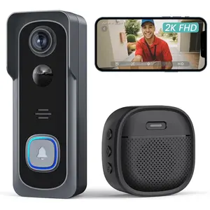 Video Doorbell Camera  - No Subscription Required,  , 166? Wide View, HDR Night Vision, Motion , Two-Way Audio &  Video Doorbell with Chime, 2.4 GHz  Only
