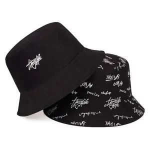 1 Dual-Sided Men's Funky Letter Print Bucket Hat in Black & White - 100% Acrylic, Knit Fabric, Hand-Washable - Stylish Sun Protection for Outdoor Activities, Casual Headwear | Funky Fashion Hat | Contrast Stitching phone cases rave outfits