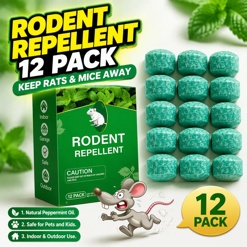 12-Pack Natural Scented Peppermint Rodent Repellent Balls, Kid & Pet-Safe Natural Rodent and Insect Deterrence with Peppermint Oil, Mint Indoor Insect Control for Homes/Garage (Indoor/Outdoors Use)