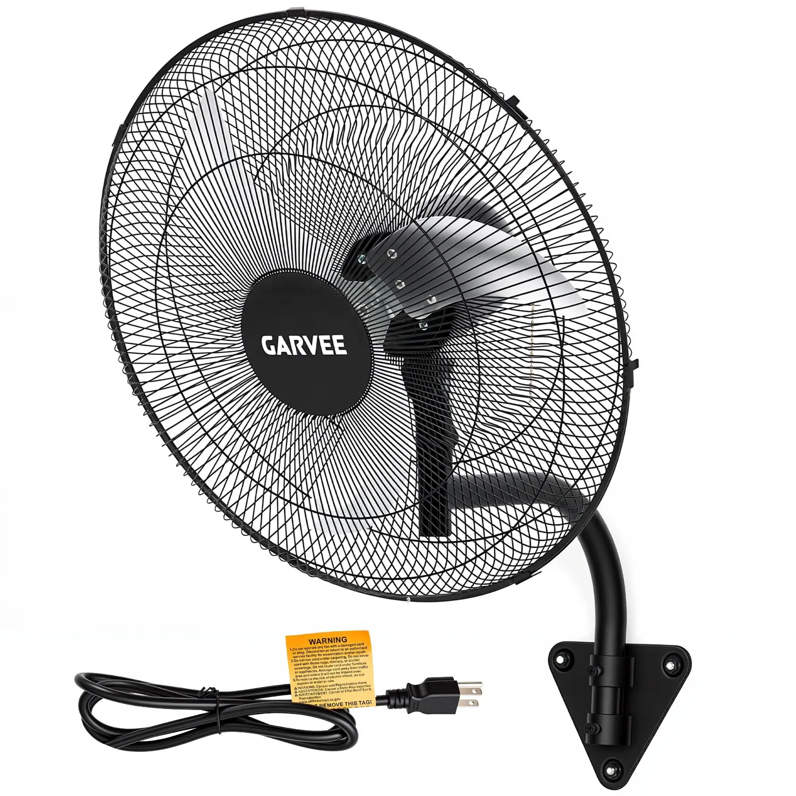 18" High Velocity Industrial Wall Mount Oscillating Fan - 4800 CFM, 3 Speeds, 90° Oscillation, 30° Tilt Cooling, Quiet 90W Motor, Metal Blades, 6 Ft Cord Freedom, for Home, Garage Cooling, Plants Use