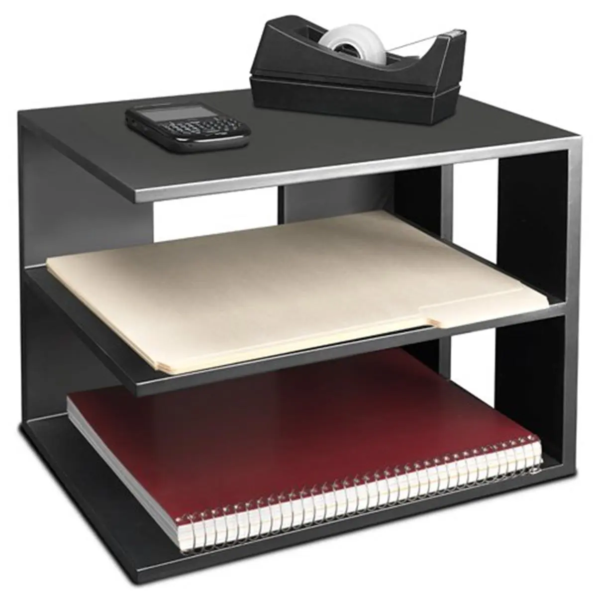 Multifunctional Midnight Black Wood Corner Shelf Organiser, Smooth Surface, Rubber Anti-Slip Design