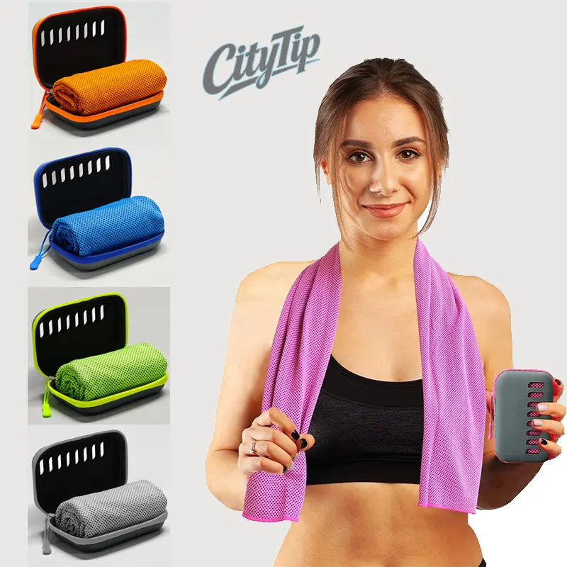 Cooling Towel with Portable Case, Quick Dry Ice Cooling Towel for Gym, Running, Fitness, Yoga, Hiking & Travel, Reusable Cold Towel for Summer Sports & Outdoor Essentials