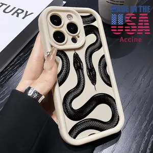 Compatible for iPhone 16 Pro 15 14 Plus 16e 13 12 Mini 11 Promax X XS Max XR xsmax Case Poise Sinuous Serpent Image Pattern Soft Non Slip Rugged Durable Smartphone Cover for Boy