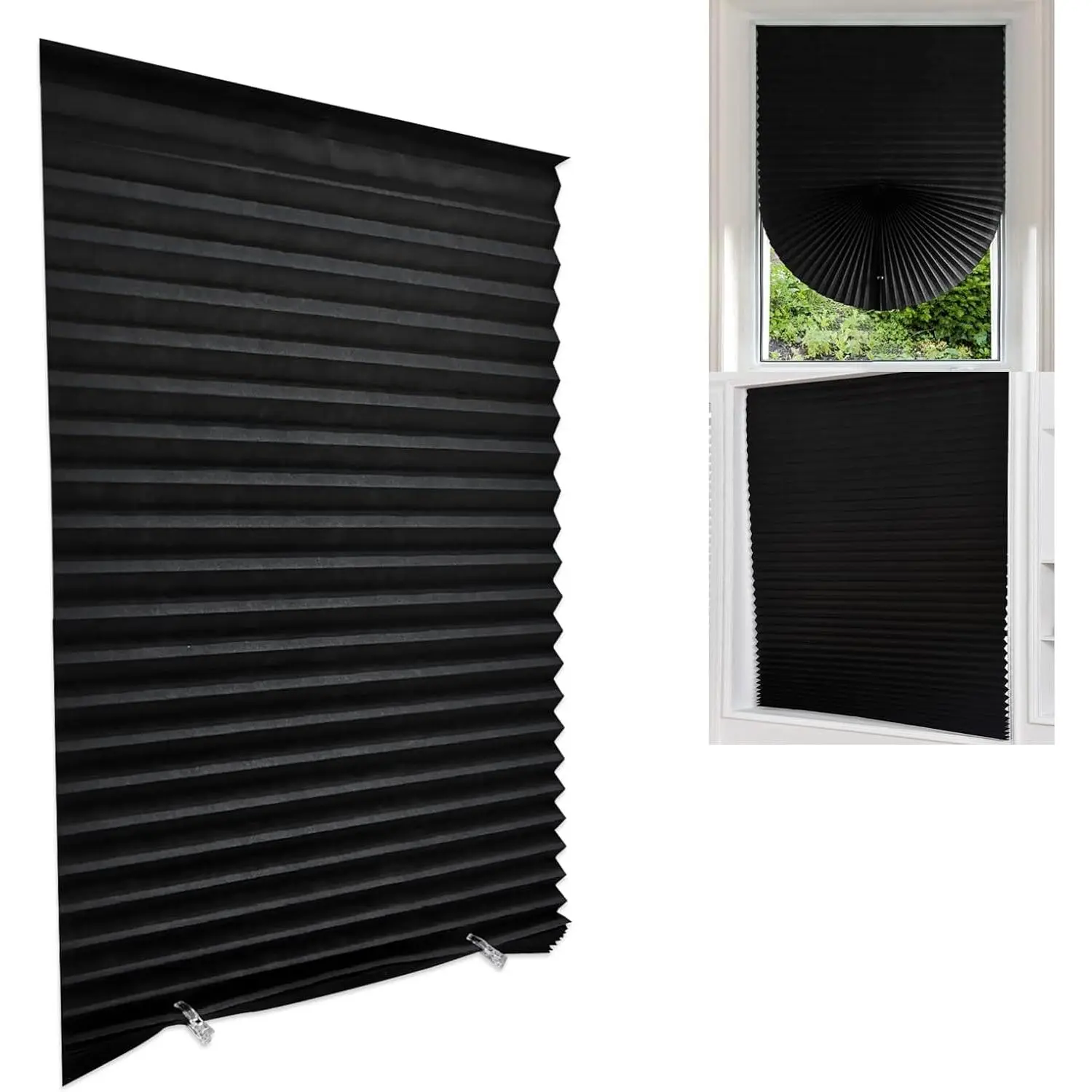 Blackout Blinds for Indoor Windows Cordless No Drill Easy Install Cut Size Pleated Paper Blinds Temporary Shades for Window of , Bedroom, Bathroom, Kitchen, Office, Door