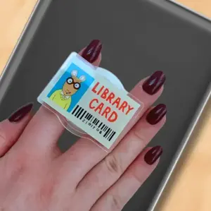 Library Card Phone Grip, Arthur Library Card Phone Grip, Arthur Inspired Bookish Kindle Holder, Kindle Phone Holder Grip, Gift for Readers