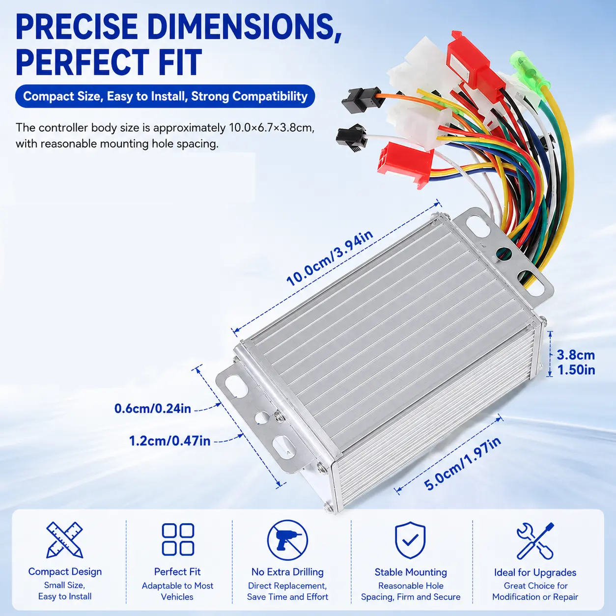 Universal Brushless Motor Controller for E-Bike Electric Scooter 3 Speed Cruise Control Anti-Theft Replacement Part