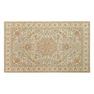 My Magic Carpet Kenya Beige Machine Washable Area Rug, 3x5 Stain Resistant, Non-Slip, Waterproof
