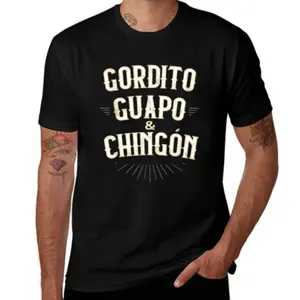 Men's Gordito Guapo Y Chingon Mexican Slang Vintage Letter Print Casual Cotton Short Sleeve T-Shirt