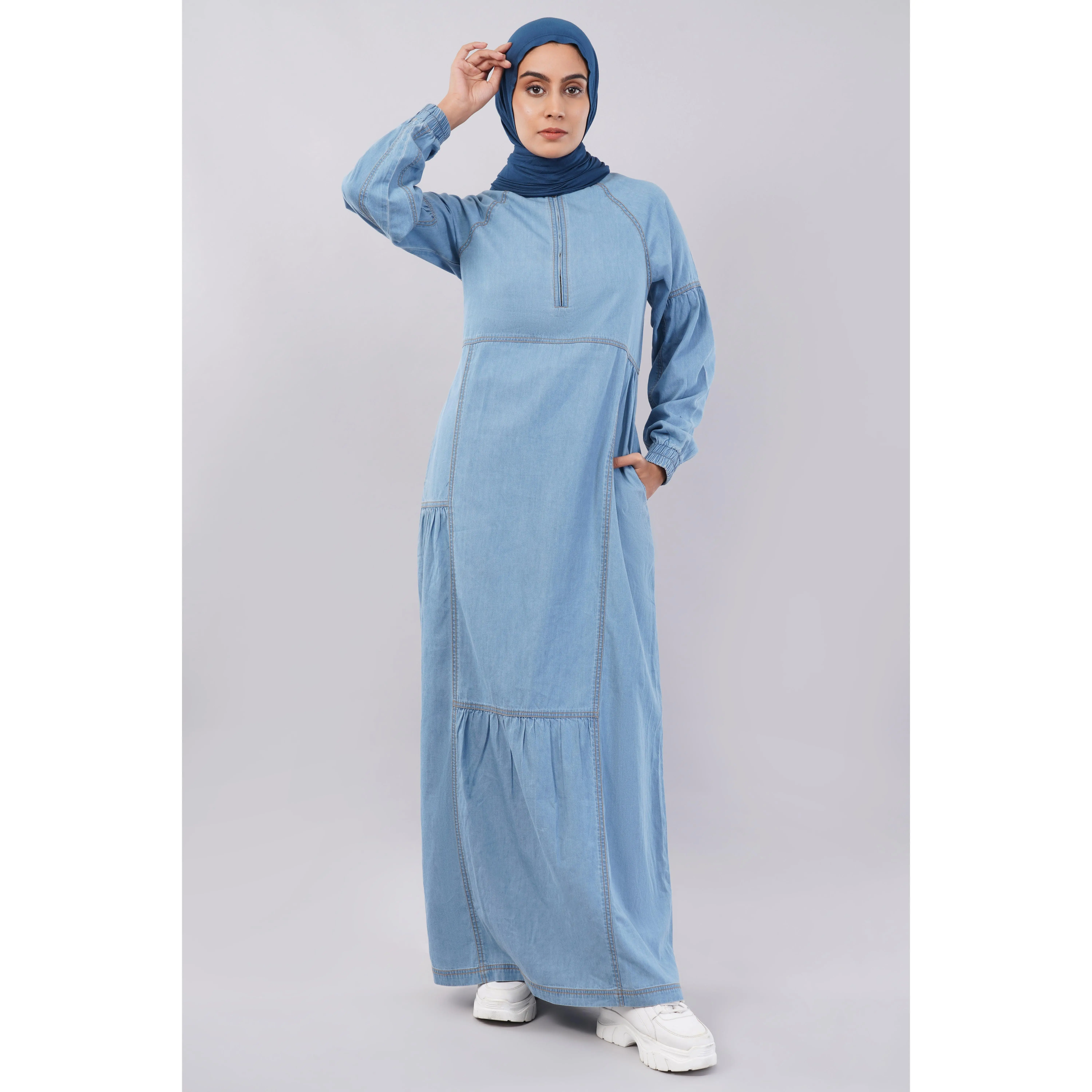 Ice Blue Denim Essential Jilbab