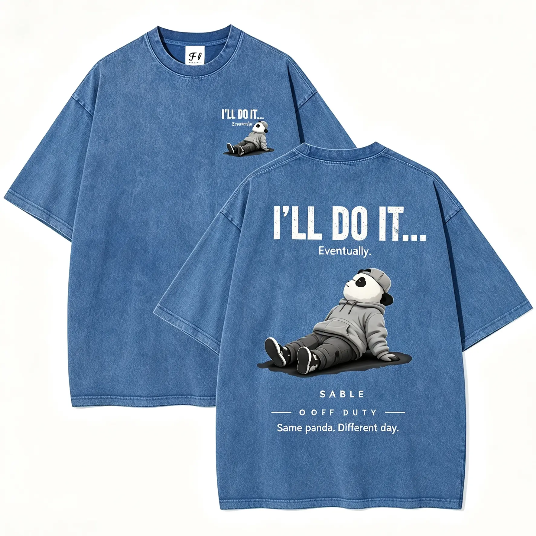 I’ll Do It Eventually Funny Lazy Panda T-Shirt - Vintage Washed Oversized Unisex Tee, Funny Procrastination Graphic, Lazy Humor Casual Streetwear Crewneck Top